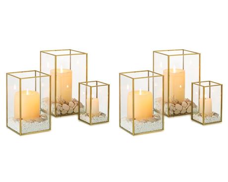 OFFSITE NUPTIO Hurricane Candle Holder Centerpieces: 6 Pcs Decorative Glass