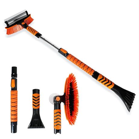 43.3" Ice Scraper for Car Windshield, 3 in 1 Sturdy Snow Brush with Squeegee