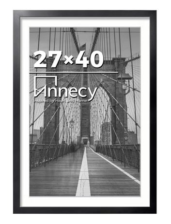 Annecy 27x40 Frame Black 1 Pack, Classic 27x40 Picture Frame Display 24x36