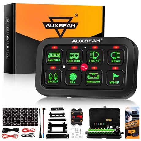 Auxbeam 8 Gang Switch Panel GA80, Universal Circuit Control Relay System Box