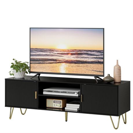 TV Stand for 55 60-inch TV, Entertainment Center with 2 Cabinets,TV Console