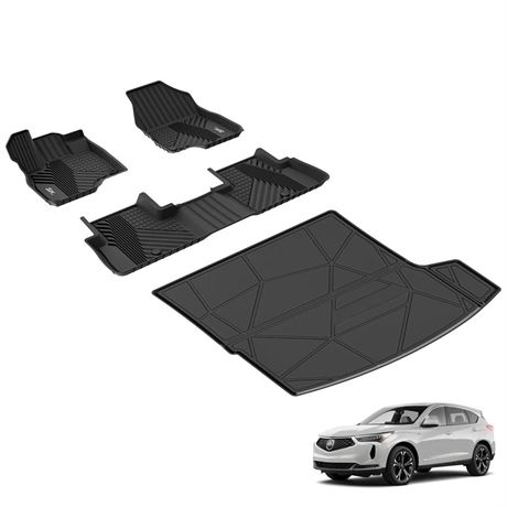 3W Floor Mats&Cargo Liner Fit Acura RDX 2019-2024 TPE All Weather Custom Fit