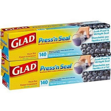 Glad Press’n Seal Plastic Wrap, 140 Sq Ft Roll, 2 Ct