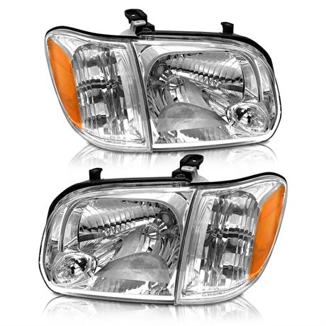 AS Headlight Assembly Compatible with 2005-2006 Toyota Tundra / 2005-2007