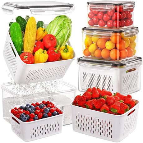 4 PCS Fruit Storage Containers for Fridge, Produce Containers for Fridge with
