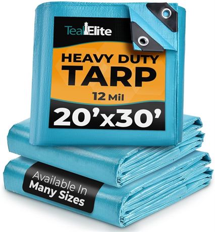 OFFSITE 20x30 Heavy Duty Tarps Waterproof - 12 mil Thick Pool Tarp Cover -