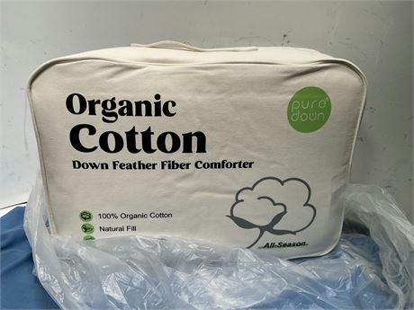Puredown All Season Organic Cotton Down Comforter - 100% Natural,