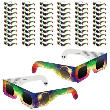 60 PCS Solar Eclipse Glasses 2024, CE & ISO 12312-2 Certified Recognized Paper