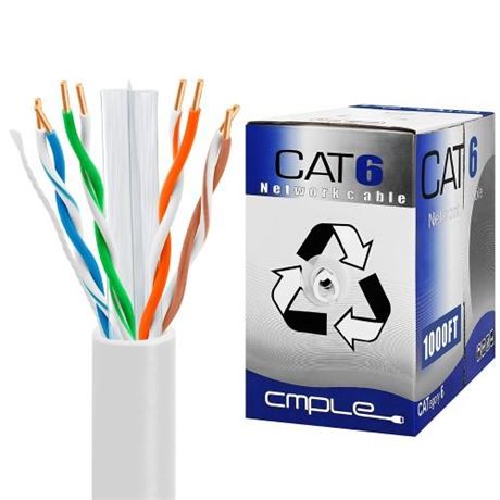 Cmple - Cat6 Cable 1000ft Bulk Lan Ethernet Cat 6 Wire Network UTP 23AWG CMR