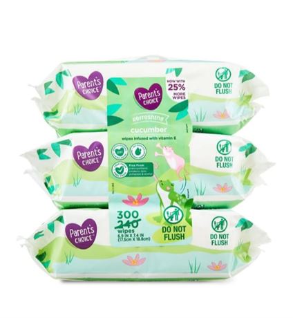 Parent's Choice refreshing cucumber scent Baby Wipes, 200 Count pink neon green