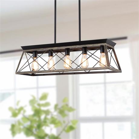 5-Light Pendant Lights Fixture, Farmhouse Chandeliers for Dining Room, Rustic