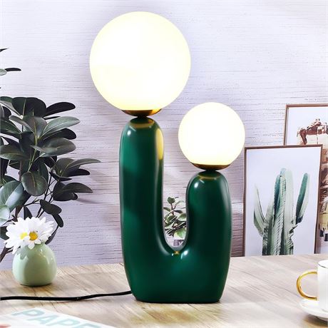 Table Lamp Double Head Nightstand Desk Lamp Modern Nordic Lamp Resin Glass Desk