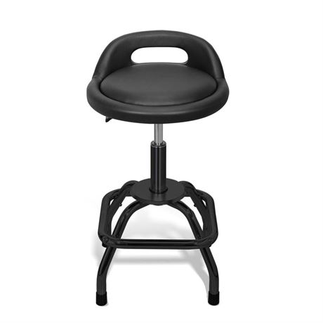 Type S Shop Stool with Backrest Garage Bar Stool, PU Leather Round Non-Rolling