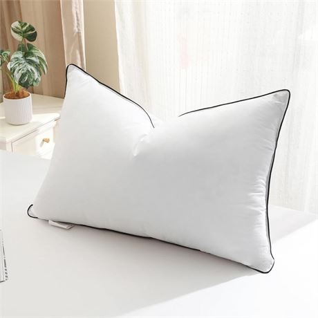 BPC Medium Firm Goose Down Feather Pillows Queen Size Set of 1, Luxury Feather