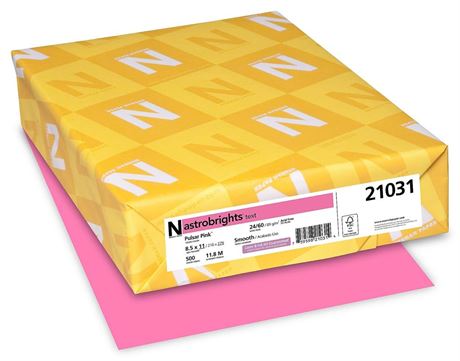 Neenah Paper 21031 Color Paper, 24lb, 8 1/2 x 11, Pulsar Pink, 500 Sheets