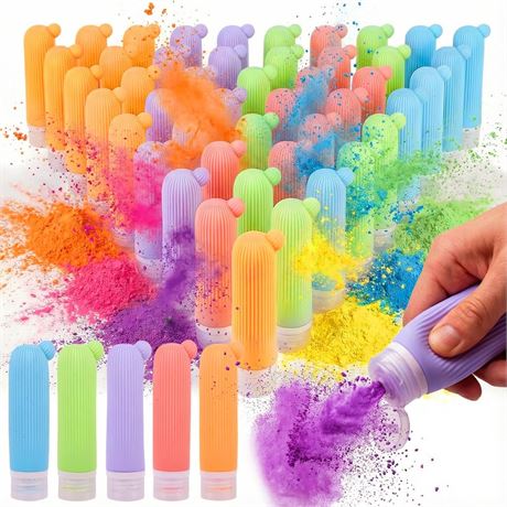 ARELUX 50 Set Prefilled Silicone Squeezable & Quick-Refill Holi Color Powder