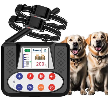 Wireless Dog Fence System, Electric Fence for Dog with Big LCD Screen, Portable