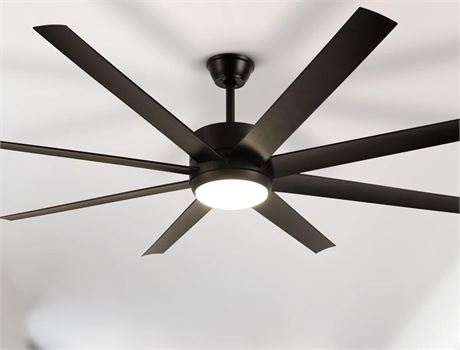 70 inch Ceiling Fans with Lights and Remote, Black Modern Large LED DC Ceiling