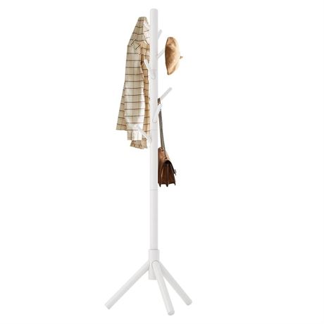OFFSITE LOCATION Coat Rack Stand, Standing White Coat Rack with 8 Hooks and 3 He