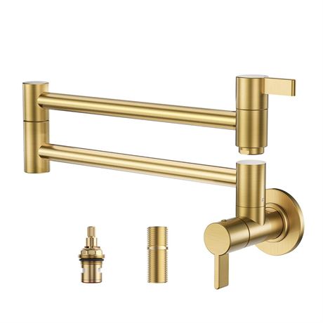 Brushed Gold Pot Filler Faucet, ARCORA Modern Pot Filler Wall Mount Folding
