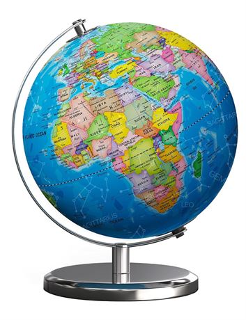 Illuminated World Globe with Stand, 9" Earth Globes with Stable Heavy Metal