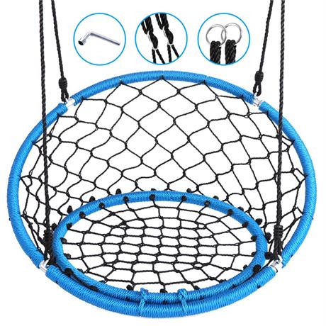 SereneLife SLSWNG125 - Netted Seat Swing - Indoor/Outdoor Hanging Rope Swinging