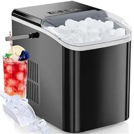 DUMOS Countertop Ice Maker, Portable Ice Machine Self-Cleaning, 9 Cubes in 6