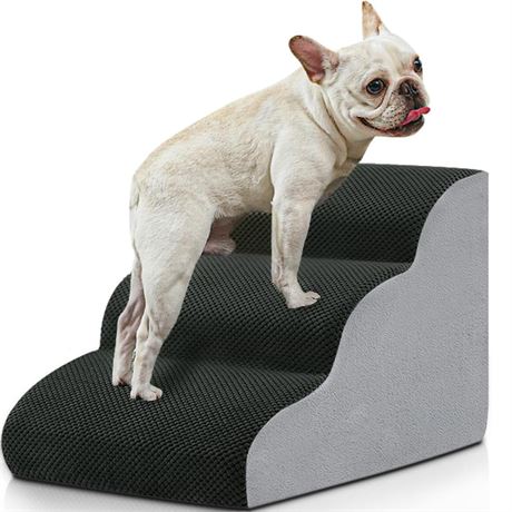 BOMOVA Dog Stairs to Bed, 3-Step Dog Steps for High Bed and Couch, Dog Stairs