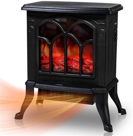 LifePlus Electric Fireplace Heater, Freestanding Stove Heater with 3D Realistic