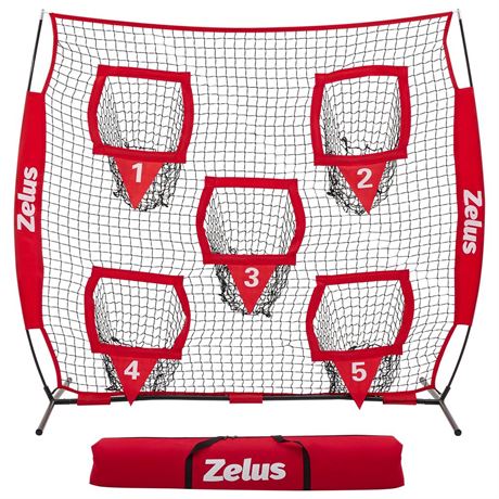 ZELUS Football Throwing Net, Quarterback Training Equipment with 5 Target