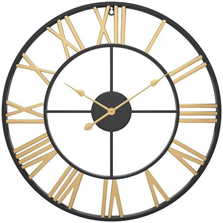 Large Wall Clocks Non-Ticking Silent 16 inch Battery Operated Oversized Metal