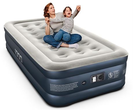 iDOO Luxury Twin Air Mattress with Built in Pump, 18" Raised Comfort Blow up
