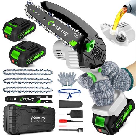 Mini Chainsaw Cordless,6 Inch Portable Electric Chain Saw w/ Automatic Oiler,