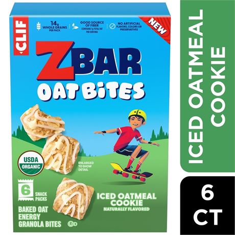 ZBAR Oat Bites Iced Oatmeal Cookie Baked Oat Energy Granola Bites, USDA Organic