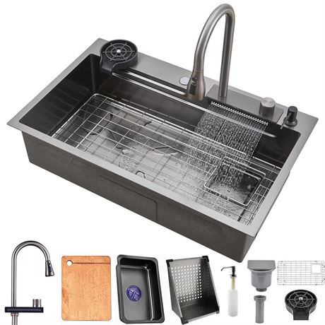 Kitchen Sink 30"x 20" Black Stainless Steel Kitchen Sink New Modern Sink