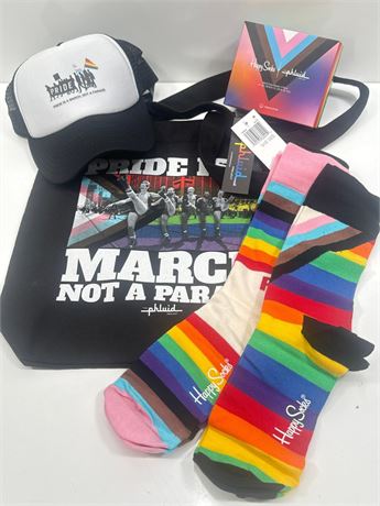 OFFSITE The Phluid Project Pride - Bag , Trucker Hat  & Happy Socks