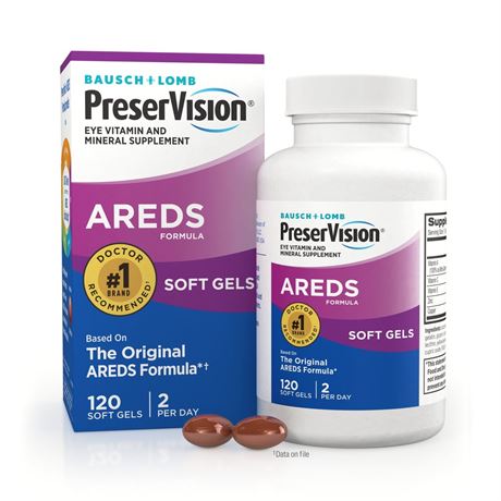 PreserVision AREDS Eye Vitamins and Minerals with Beta Carotene Softgels, 120