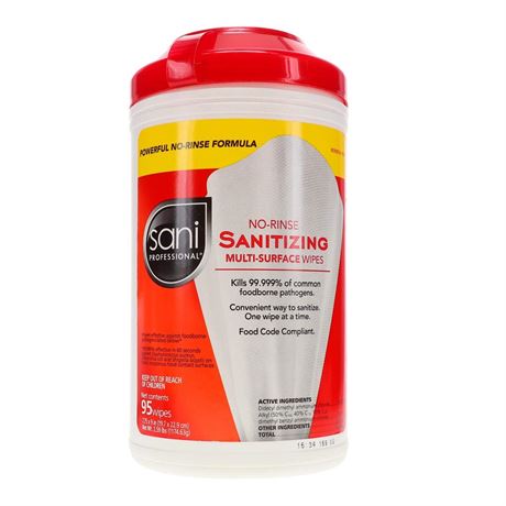 Sani Professional Table Turners No-Rinse Sanitizing Wipes, 18 Oz, 95 Count