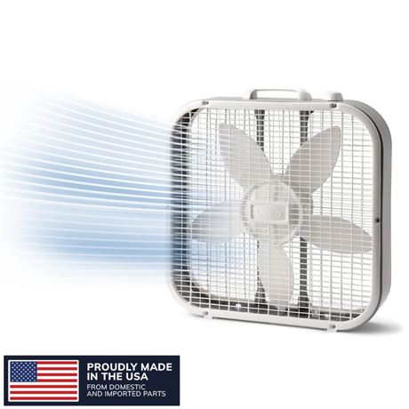 Lasko 20" Classic Box Fan with Weather-Resistant Motor, Portable Cooling Floor