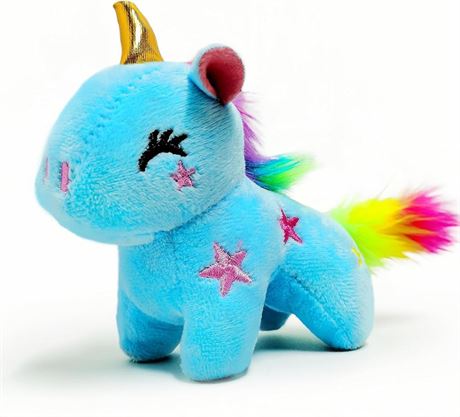 Blue Unicorn Stuffed Animals for Kids and Adults, Mini Plush Toys Key Chain,