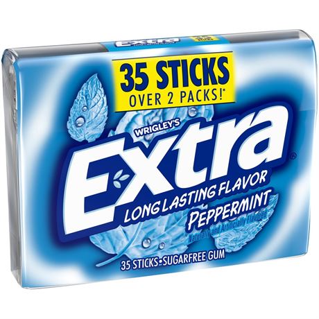 EXTRA Peppermint Sugar Free Chewing Gum, Long Lasting Mint Flavor, 35 Stick