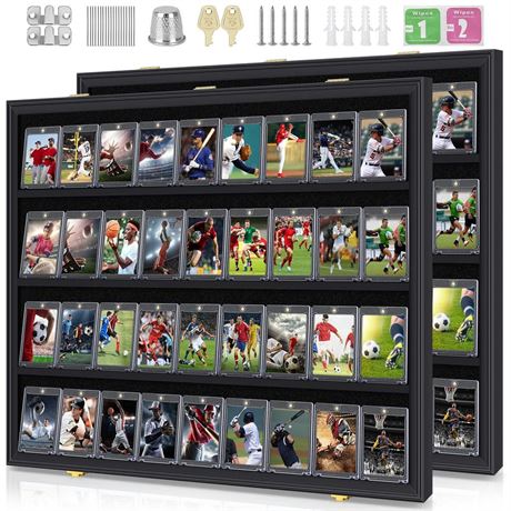 Mlikero Baseball Card Display Case,36 Graded Large Black Sports Card Display