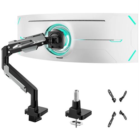 ARES WING Heavy Duty Single Monitor Arm - Gas Spring Aluminum Monitor Mount for