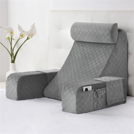 Vekkia Reading Pillow for Adults – Ergonomic 45° Wedge Back Support Chair for