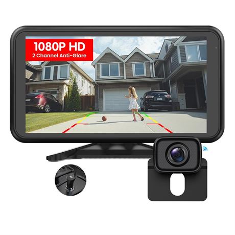 Wireless Backup Camera for Trucks 4.8 Inch: HD 1080P Easy Install 2 Channels