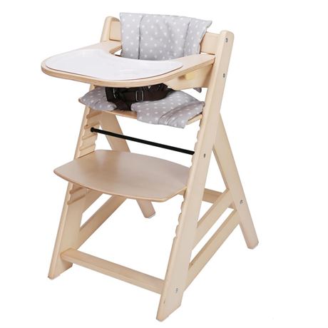 Wooden High Chair, Convertible Feeding Chair for Babies and Toddlers,