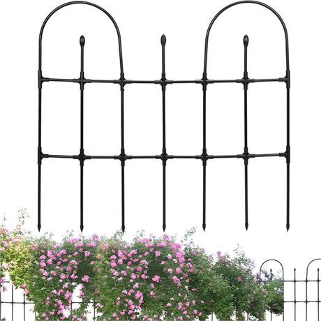 Garden Fence No Dig Fence Decorative Fences,35in(L)× 35in(H) PE Coated Steel