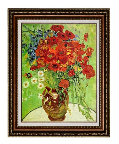 ELITE-ART- Red Poppies and Daisies Asters By Vincent Van Gogh Oil Painting