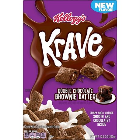Kellogg's Kelloggs Krave Double Chocolate Brownie Batter Cold Breakfast Cereal,