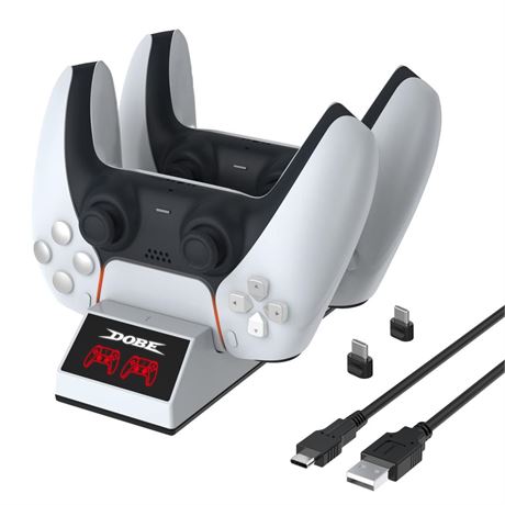 PS5 Controller Charging Station with 2 in 1 Fast Charging Cable and Led